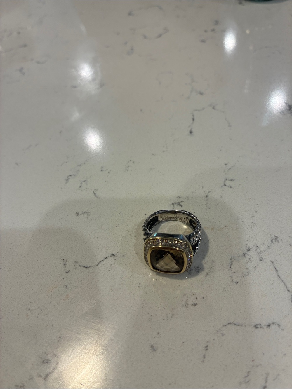 DAVID YURMAN ALBION MOONLIGHT ICE 17MM SMOKY QUARTZ DIAMOND RING SIZE 6 - Picture 2 of 16